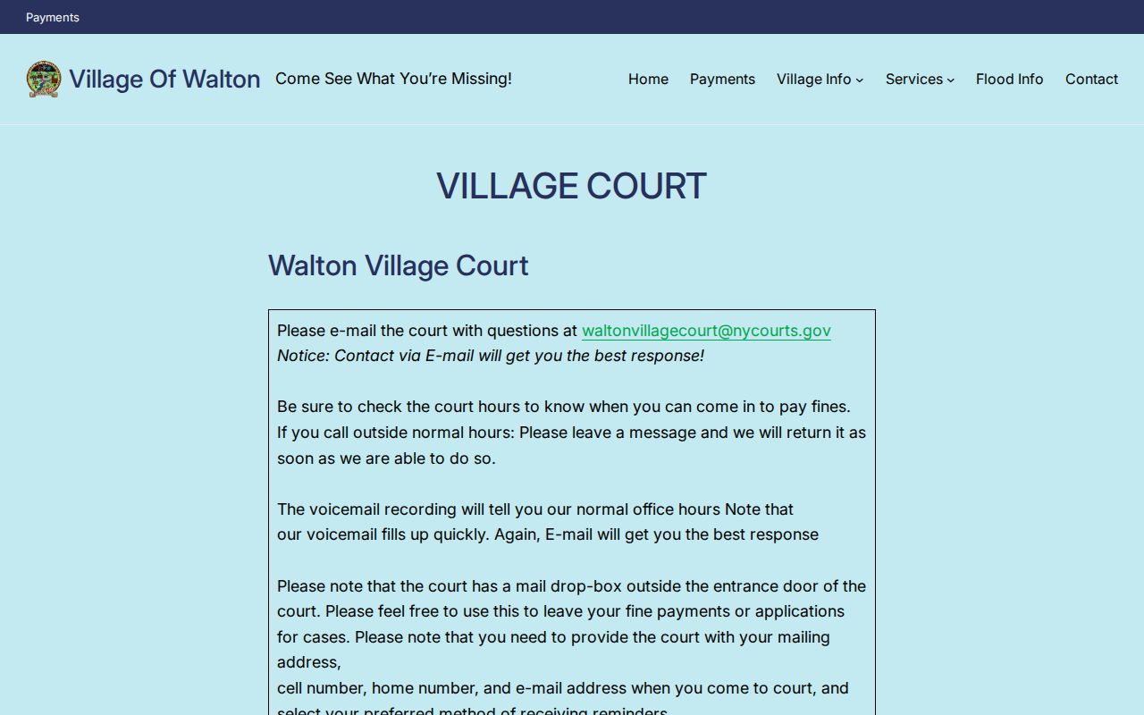 Official Walton Village Court webpage