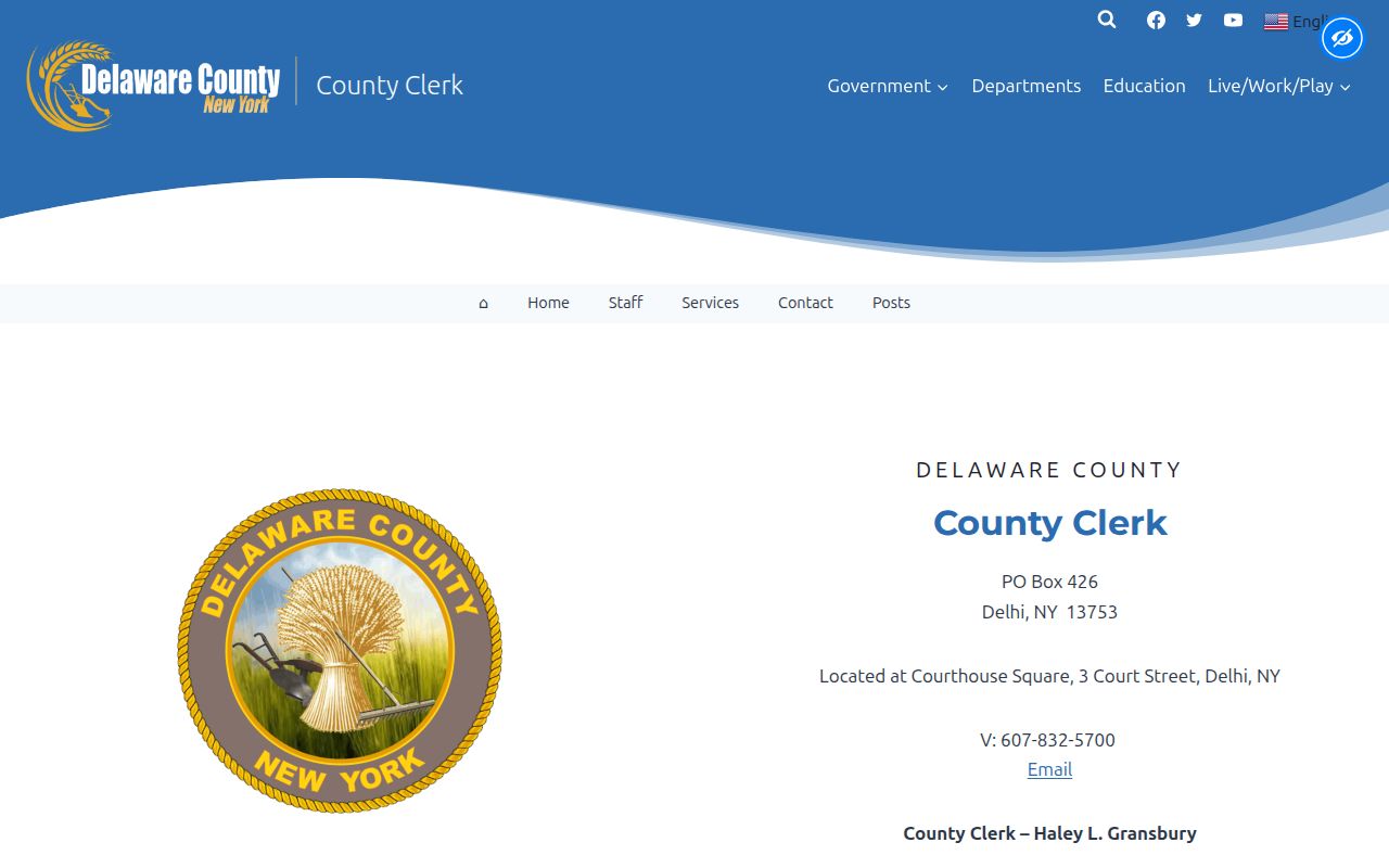 Delaware County criminal court record clerk contact page