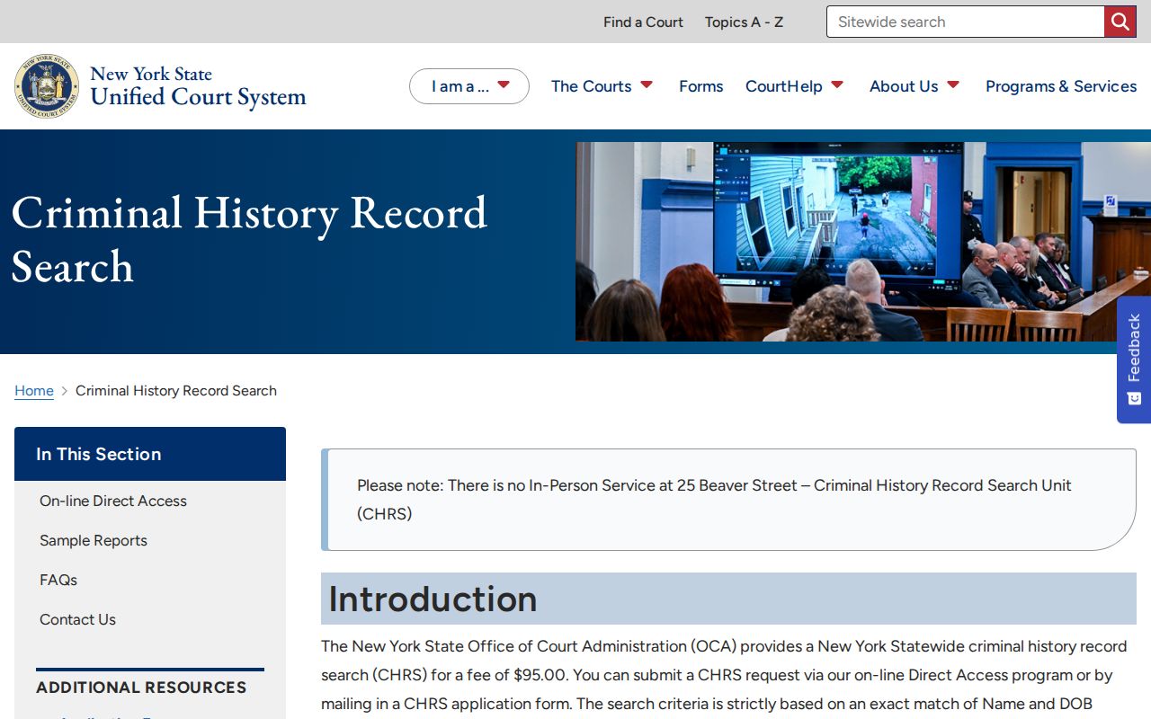 Delaware County criminal history OCA CHRS official order page